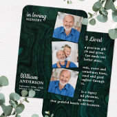 Emerald Green Memorial 3 Foto Funeral Prayer Kaart