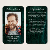 Emerald Green Memorial Foto Funeral Prayer Kaart (Voorkant /achterkant)