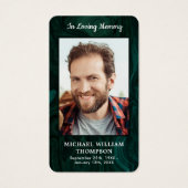 Emerald Green Memorial Foto Funeral Prayer Kaart (Voorkant)