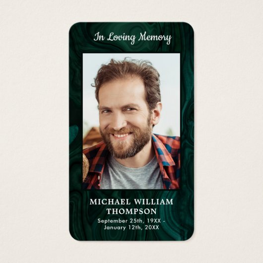Emerald Green Memorial Foto Funeral Prayer Kaart (Voorkant)