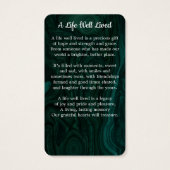 Emerald Green Memorial Foto Funeral Prayer Kaart (Achterkant)