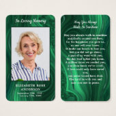 Emerald Green Memorial Foto Funeral Prayer Kaart (Voorkant /achterkant)