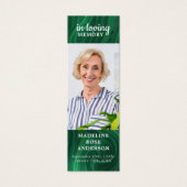 Emerald Green Memorial Funeral Poem Bladwijzer Mini Visitekaartjes (Voorkant)