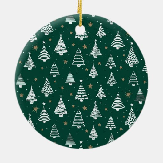 Emerald Green Merry Christmas Photo Collage Keramisch Ornament (Achterkant)
