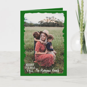 Emerald Green Merry Tex-Mas Y FotoKerstmis Kaart