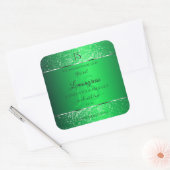 Emerald Green met Glitter Initialen Productlabels Vierkante Sticker (Envelop)