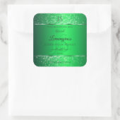Emerald Green met Glitter Initialen Productlabels Vierkante Sticker (Tas)