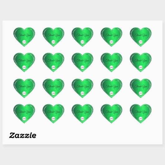 Emerald Green met Logo Initialen Glitter Dank u Hart Sticker (Vel)