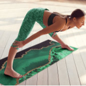 Emerald Green met metallisch goudgas Yogamat