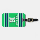 Emerald Green met Navy White Stripes Team Jersey Bagagelabel (Voorkant horizontaal)