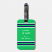 Emerald Green met Navy White Stripes Team Jersey Bagagelabel (Achterkant verticaal)