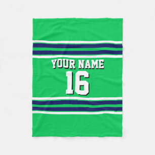 Emerald Green met Navy White Stripes Team Jersey Fleece Deken