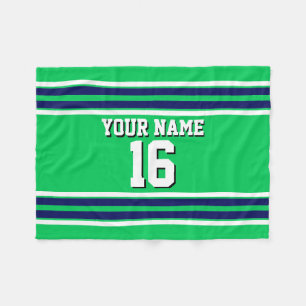 Emerald Green met Navy White Stripes Team Jersey Fleece Deken