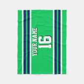 Emerald Green met Navy White Stripes Team Jersey Fleece Deken (Voorkant)