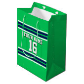 Emerald Green met Navy White Stripes Team Jersey Medium Cadeauzakje (Voorkant Gekanteld)