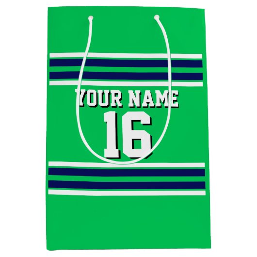 Emerald Green met Navy White Stripes Team Jersey Medium Cadeauzakje (Voorkant)