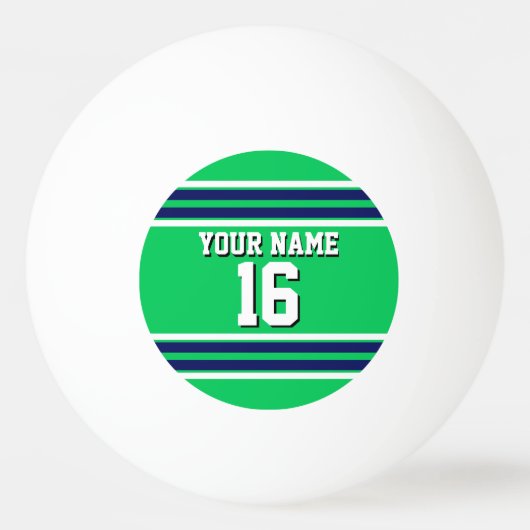 Emerald Green met Navy White Stripes Team Jersey Pingpongbal (Voorkant)