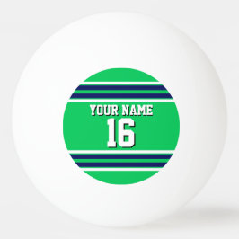 Emerald Green met Navy White Stripes Team Jersey Pingpongbal