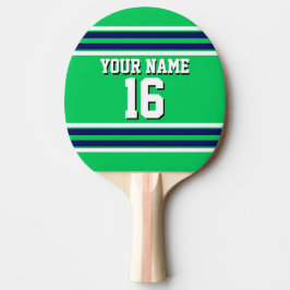 Emerald Green met Navy White Stripes Team Jersey Tafeltennisbatje
