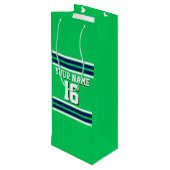 Emerald Green met Navy White Stripes Team Jersey Wijn Cadeautas (Achterkant Gekanteld)