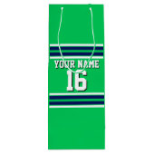 Emerald Green met Navy White Stripes Team Jersey Wijn Cadeautas (Achterkant)