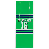 Emerald Green met Navy White Stripes Team Jersey Wijn Cadeautas (Voorkant)