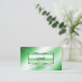 Emerald Green met Silver Decor en Logo Modern Visitekaartje (Staand voorkant)
