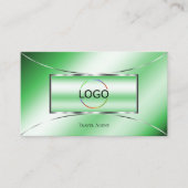 Emerald Green met Silver Decor en Logo Modern Visitekaartje (Voorkant)