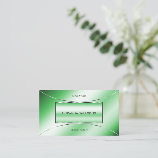 Emerald Green met Silver Decor Glamoureuze Modern Visitekaartje (Staand voorkant)