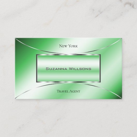 Emerald Green met Silver Decor Glamoureuze Modern Visitekaartje (Voorkant)