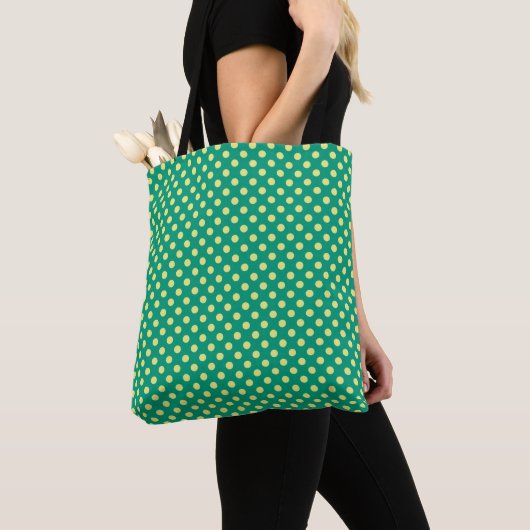 Emerald Green met Yellow Polka Dots van STaylor Tote Bag (Dichtbij)