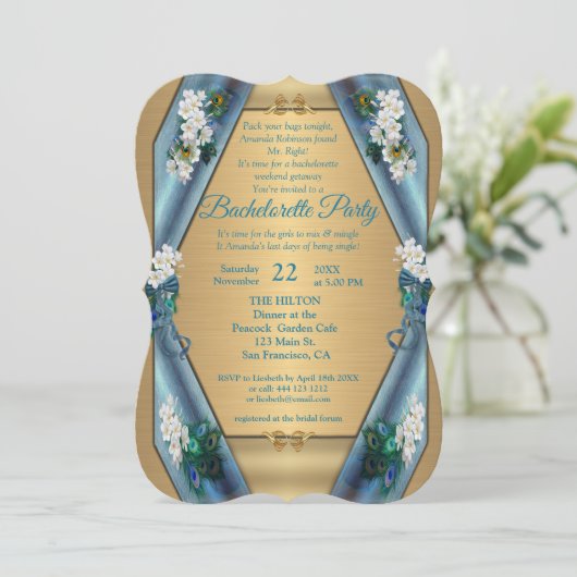 Emerald Green Metallic Zijde & Gouden Bachelorette Kaart (Staand voorkant)