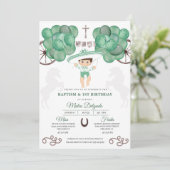 Emerald Green Mexican Baby Boy Charro Baptism Kaart (Staand voorkant)