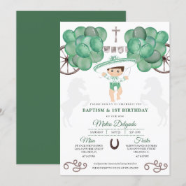 Emerald Green Mexican Baby Boy Charro Baptism Kaart