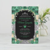 Emerald Green Mexican Charra Mis Quince Butterfly Kaart (Staand voorkant)