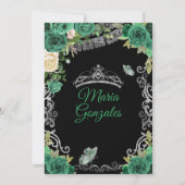 Emerald Green Mexican Charra Mis Quince Butterfly Kaart (Achterkant)