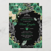 Emerald Green Mexican Charra Mis Quince Butterfly Kaart (Voorkant / Achterkant)