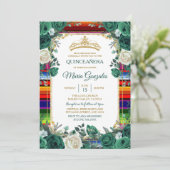 Emerald Green Mexican Charra Mis Quince Invitation Kaart (Staand voorkant)