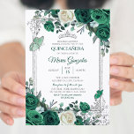 Emerald Green Mexican Charra Mis Quince Kaart<br><div class="desc">Emerald Green Mexican Charra Mis Quince Invitation Mis Quince Anos,  15e verjaardag</div>