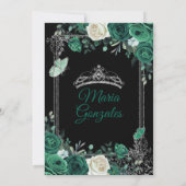 Emerald Green Mexican Charra Quinceanera Black Kaart (Achterkant)