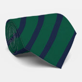 Emerald Green & Midnight Navy Diagonal Striped Stropdas (Opgerold)