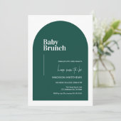 Emerald Green Minimal Arch Baby Brunch Baby shower Kaart (Staand voorkant)