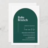 Emerald Green Minimal Arch Baby Brunch Baby shower Kaart (Voorkant / Achterkant)