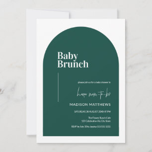 Emerald Green Minimal Arch Baby Brunch Baby shower Kaart