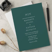 Emerald Green Minimal Monogram bruiloft Kaart