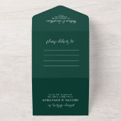 Emerald Green Minimal Wedding All In One Uitnodiging (Buitenkant)