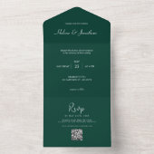Emerald Green Minimal Wedding All In One Uitnodiging (Binnen)