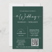 Emerald Green Minimal Wedding Arch QR Code Foto Kaart (Voorkant)
