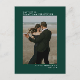 Emerald Green Minimal Wedding Photo Save the Date Aankondigingskaart