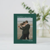 Emerald Green Minimal Wedding Photo Save the Date Aankondigingskaart (Staand voorkant)